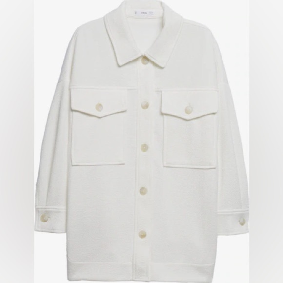 Mango MNG Between Season Jacket Mottled White XS Oversized Shacket Layering Coat - Picture 3 of 10